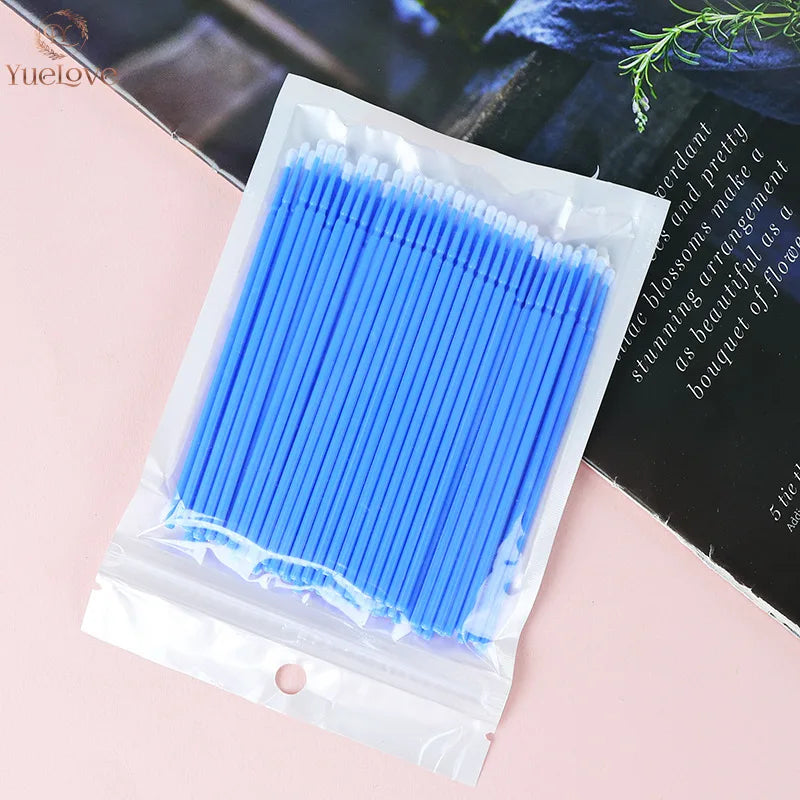 100Pcs Eyelash Micro Cleaning Brushes | Lash Extension Swabs