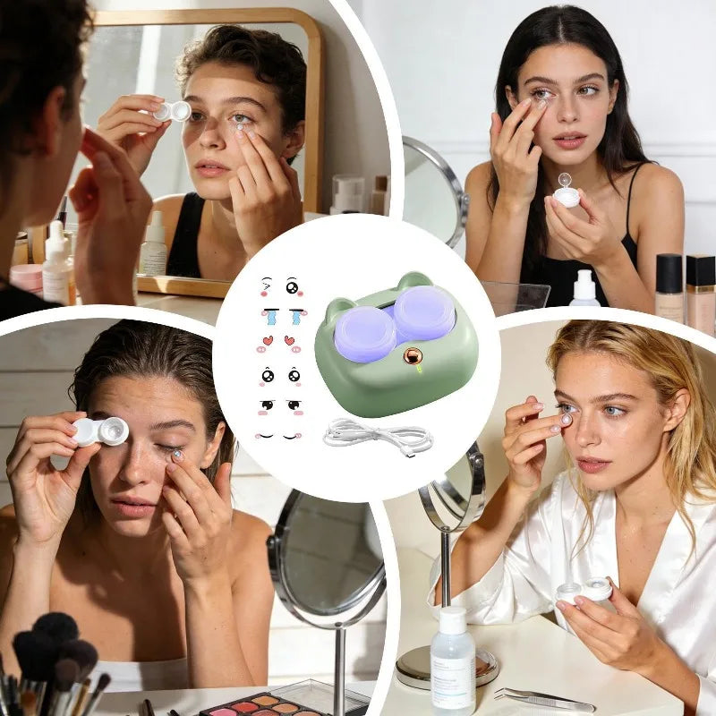 Contact Lenses Cleaner Ultrasonic With Removable Box Remove Tear Protein Cleaning Machine Portable Contact Lenses Case Peaceful Pleasures Health and Wellness