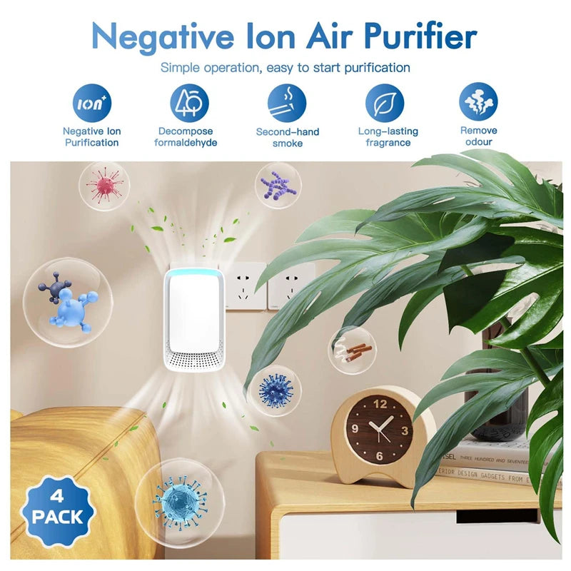Negative Ion Mini Air Purifier Whisper Quiet Operation Plug In Air Cleaner Fresher For Pet Kitchen Smokers Toilet Bathroom Peaceful Pleasures Health and Wellness