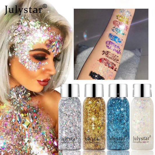 SADOER Glitter Body & Face Shimmer Gel 30ml | Festival Makeup Body Glitter Gel Oasis Select
