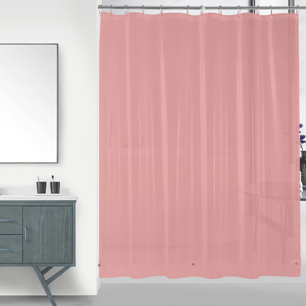 Clear Shower Curtain Waterproof White Plastic Bath Curtains Liner Transparent / Pink Bathroom Mildew PEVA Home Luxury with Hooks Peaceful Pleasures Health and Wellness Rose Pink