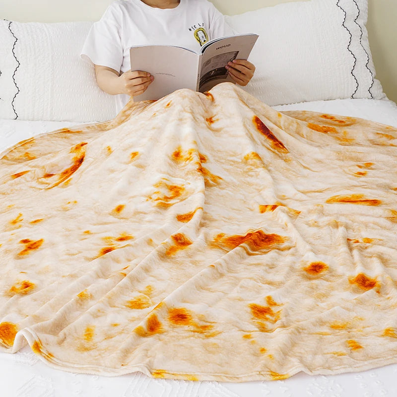 Battilo Tortilla Blanket – Funny Round Flannel Throw Blanket
