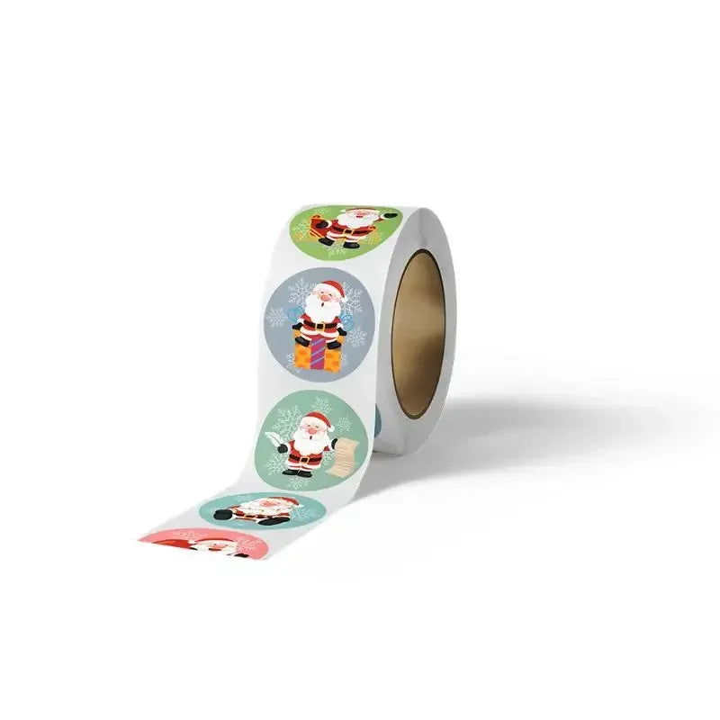 500 Christmas Round Stickers – Santa Seal Labels for Gifts