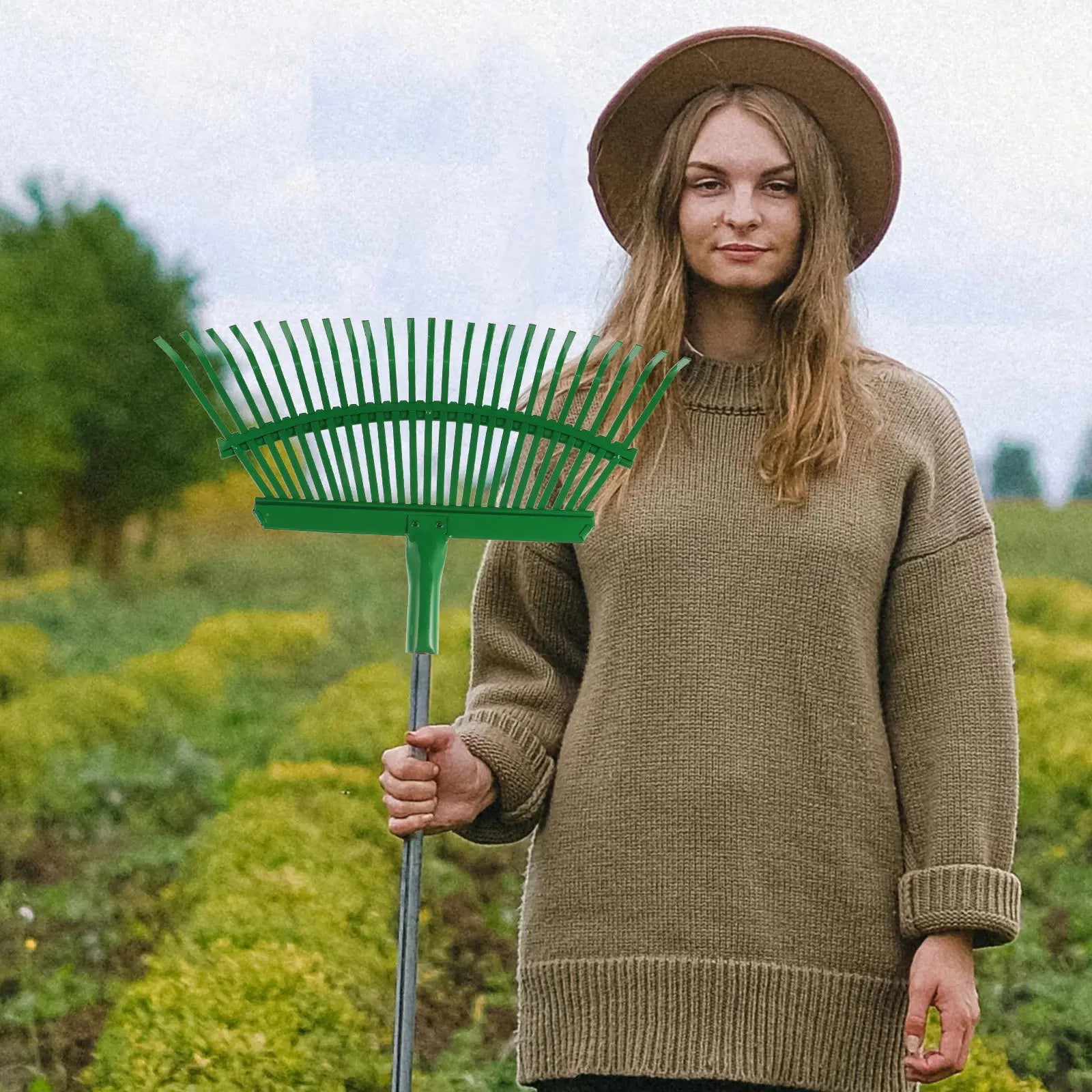 Heavy Duty Carbon Steel Garden Rake for Leaves Lawn Leveling Turf Cleaning Pine Needles Small Debris Grass Clippings Yard Tool Peaceful Pleasures Health and Wellness