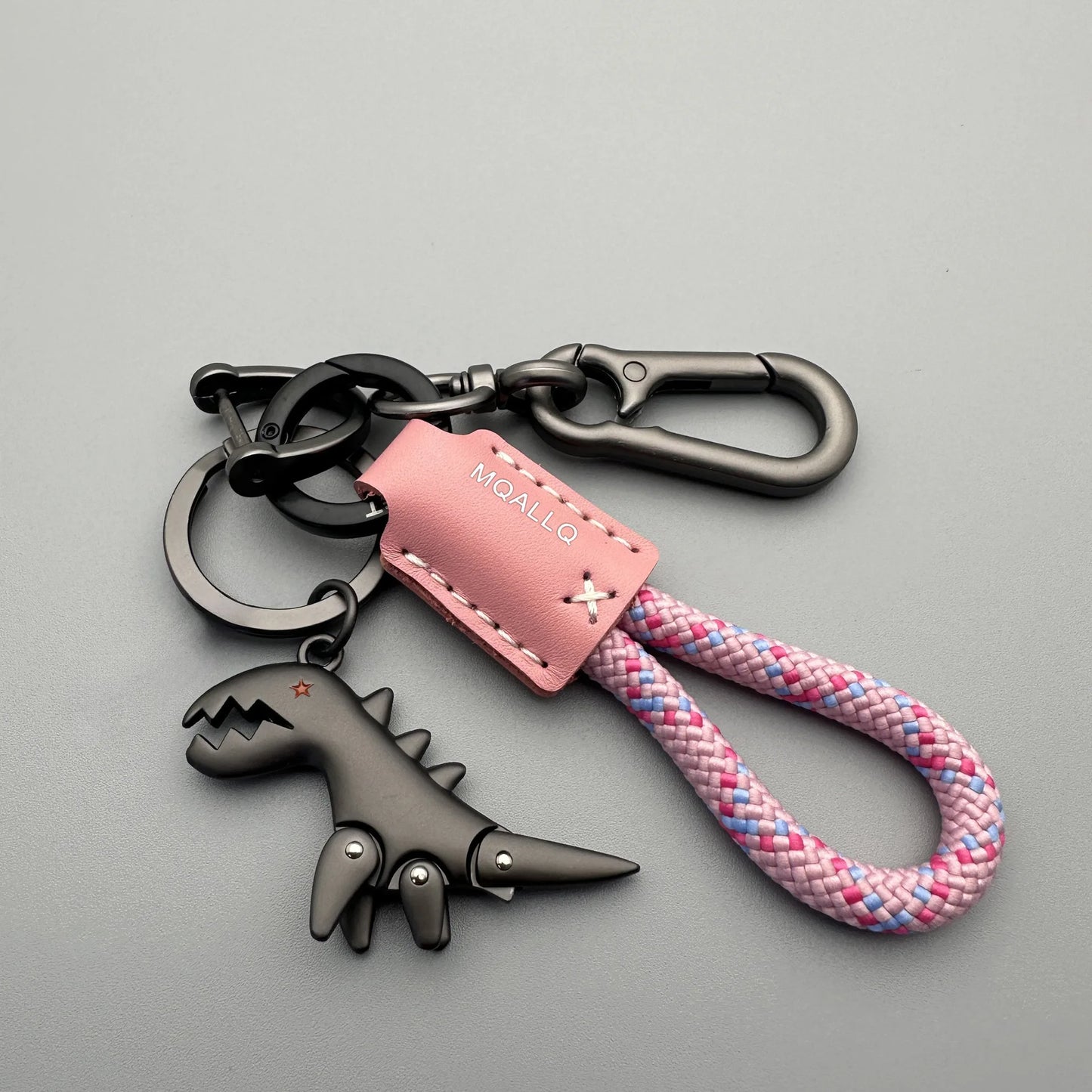 Cute Cartoon Dinosaur Keychain – Zinc Alloy & Leather Rope