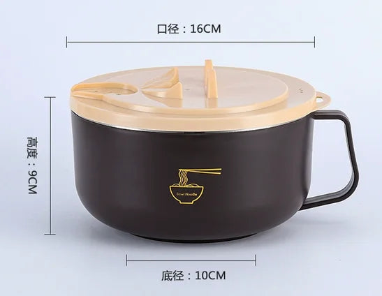 Stainless Steel Noodle Bowl with Drainable Lid Large Capacity Student Dorm Lunch Box Portable Office Food Bowl Kitchen Storage T Peaceful Pleasures Health and Wellness XL 1