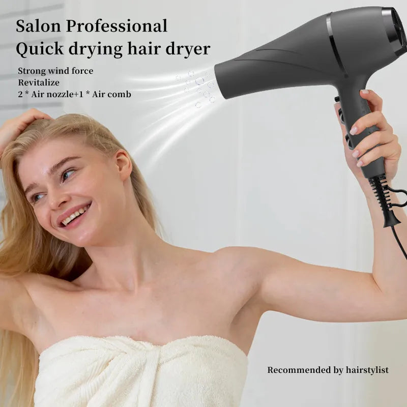 Popular High-Speed Hair Dryer 2200w High-Power Fast Drying Bass Noise Reduction Household Hair Salon Model 110V/220V Peaceful Pleasures Health and Wellness