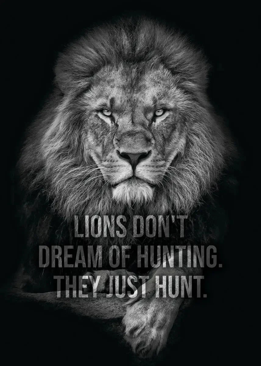 Mindset Is Everything Canvas Wall Art | Lion Wolf Tiger Poster