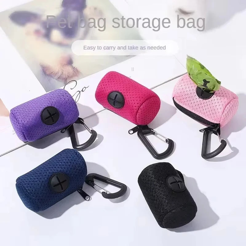 Portable Mesh Dog Poo Bags Dispenser Hanging with Buckle Colorful Dog Waste Bag Holder Pet Garbage Dispenser For Walking Peaceful Pleasures Health and Wellness