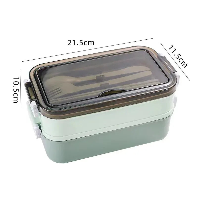 3-Compartment Leakproof Bento Lunch Box – Microwave Safe with Fork & Spoon
