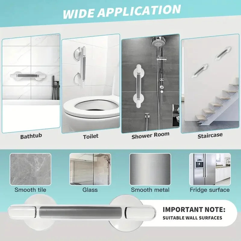 1Pc Elderly Safety Grab Bar - No Drilling Required for Installation, Non-Slip Bathroom Handle with Strong Suction Cup, Heavy-Duty Plastic Structure, Suitable for Bathrooms, Kitchens, Living Rooms - Fall Protection for the Eld Peaceful Pleasures Health and Wellness