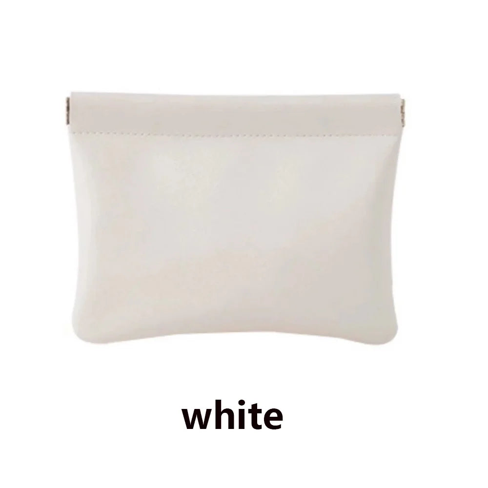 Fashion PU Leather Storage Bag Automatic Closure Waterproof Purse Portable Earphone Charging Line Cosmetic Lipstick Jewelry Bag Peaceful Pleasures Health and Wellness White G959C 10cm*15cm