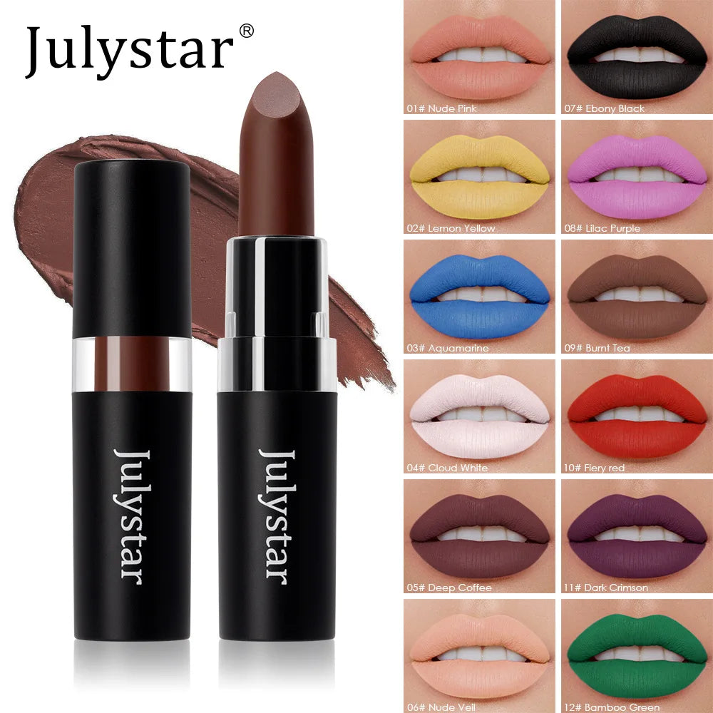 12-Color Waterproof Matte Lipstick – Bold Halloween Lip Color