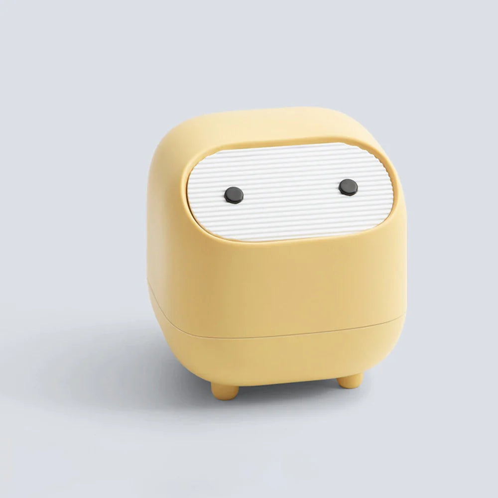 Cute Ninja Mini Desktop Trash Can with Lid | Small Plastic Bin