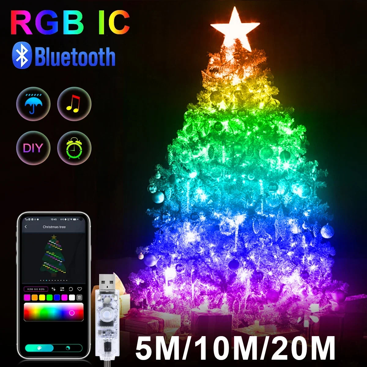 RGB Bluetooth LED Fairy String Lights – USB Dream Color RGBIC