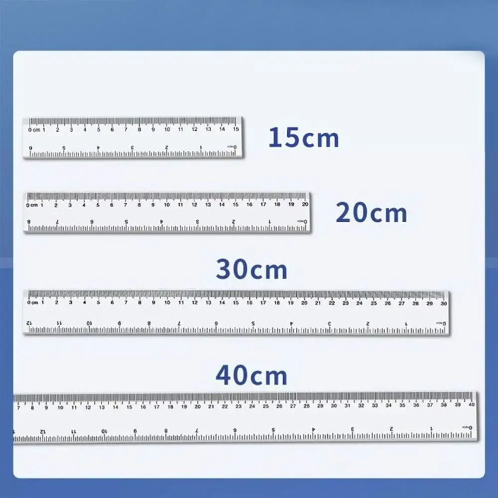 Stationery 15cm 20cm 30cm 40cm Straight Ruler Plastic Transparent Measuring Ruler Multifunction Drawing Ruler School Peaceful Pleasures Health and Wellness
