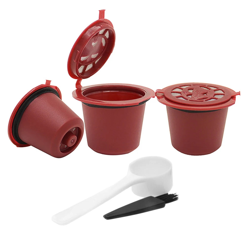 3pcs Refillable Reusable Coffee Capsule Filters for Nespresso Machine Peaceful Pleasures Health and Wellness Red
