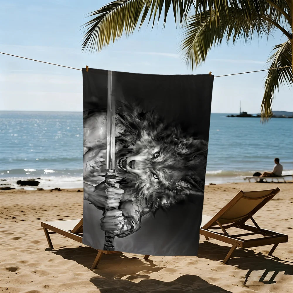 Wolfman Quick-Dry Beach Towel | Soft, Lightweight & Absorbent Quick-Dry Beach Towel Peaceful Pleasures Health and Wellness