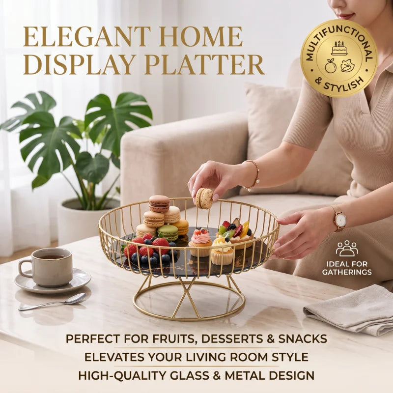 1 Piece of European-style Light Luxury Fruit Plate, Creative Living Room Home Fruit Basket, Afternoon Tea Candy Dessert Stand Peaceful Pleasures Health and Wellness