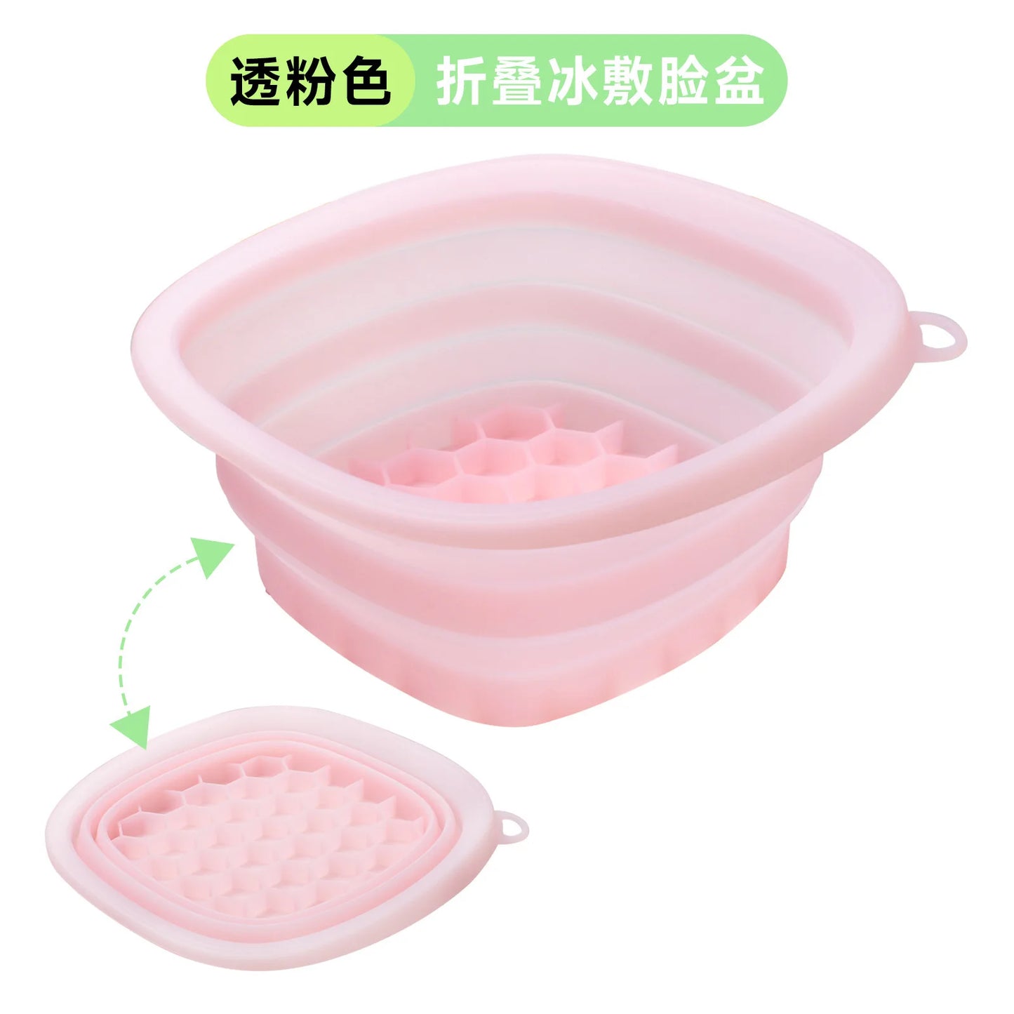 Foldable Face Ice Bath Bowl Facials Plunge Washbasin Silicone Portable Travel Home Skincare Ice Facials Bath Peaceful Pleasures Health and Wellness Pink