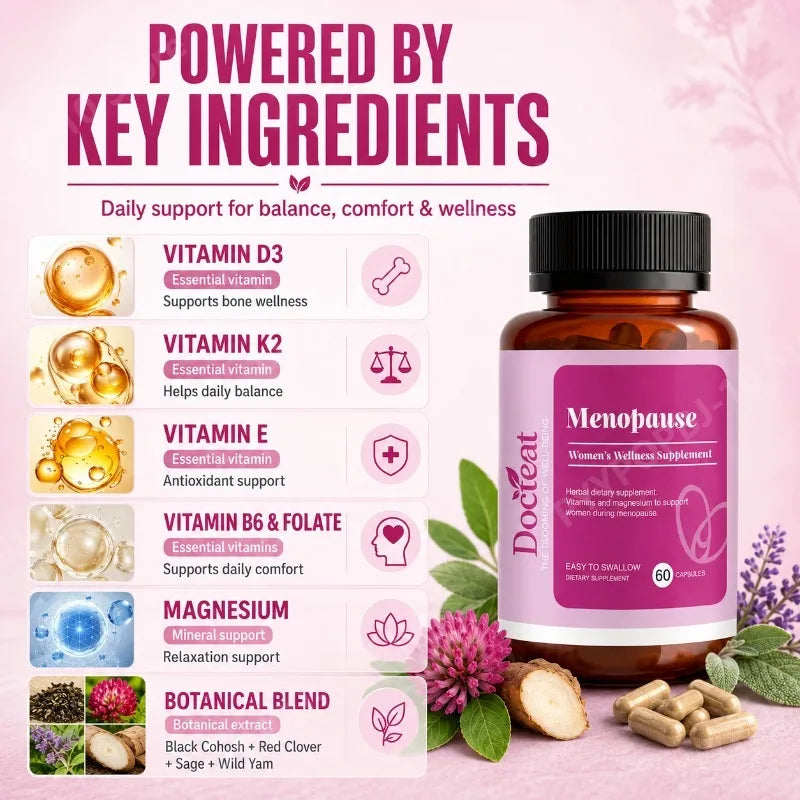 Women's Menopause Support Supplement | Black Cohosh, D3 K2