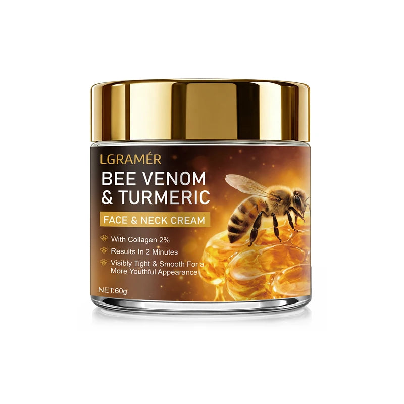 Bee Venom Facial Neck Lifting Cream Firms and Lifts Loose Skin, Smoothes Skin | Alcohol-Free, Containing Hyaluronic Acid,30g/60g Peaceful Pleasures Health and Wellness 60g