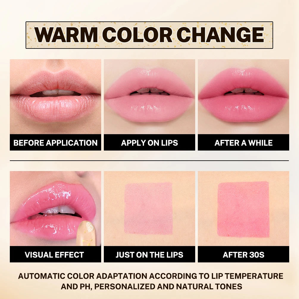 QIBEST Glitter Lipstick Transparent Lip Balm Warm Change Lipstick Moisturizing Pearlescent Temperature Changing Color Lip Stain Peaceful Pleasures Health and Wellness