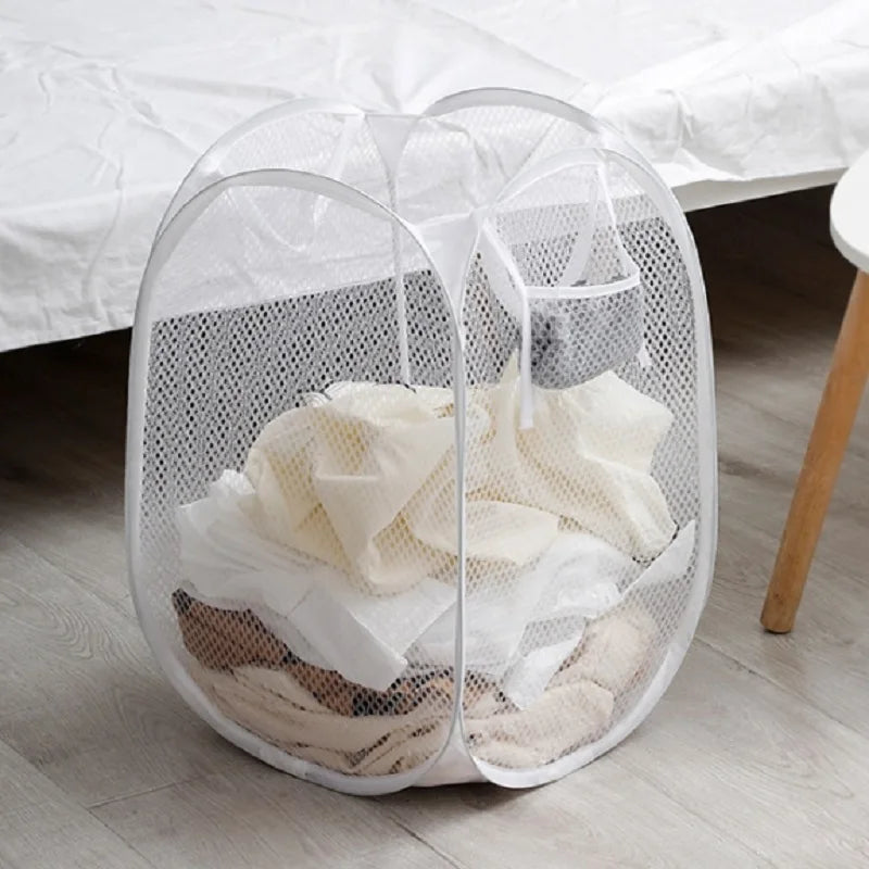 Foldable Hand-Held Laundry Basket Dirty Clothes Storage Grid Basket Household Organizer for Clothes Home Storage Toy Basket Peaceful Pleasures Health and Wellness