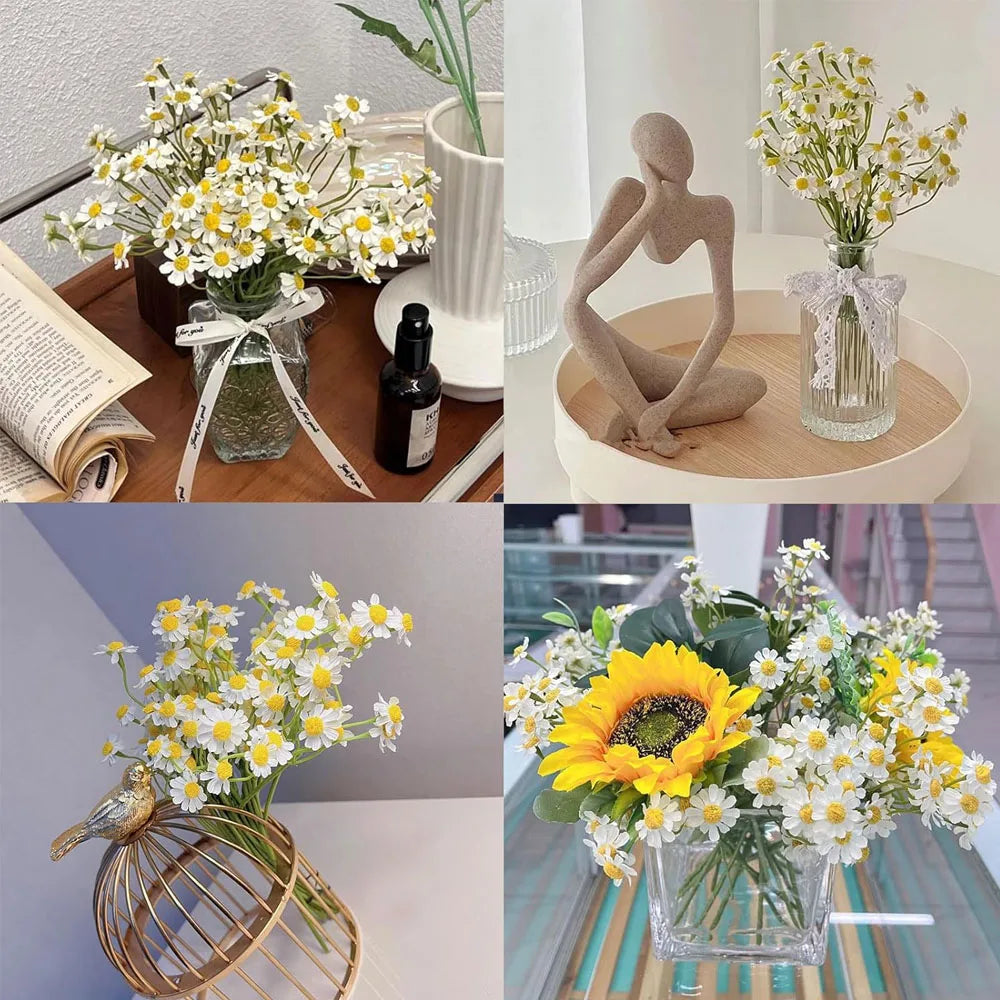 White Artificial Daisy Bouquets 36 Pcs Fake Spring Flowers Décor