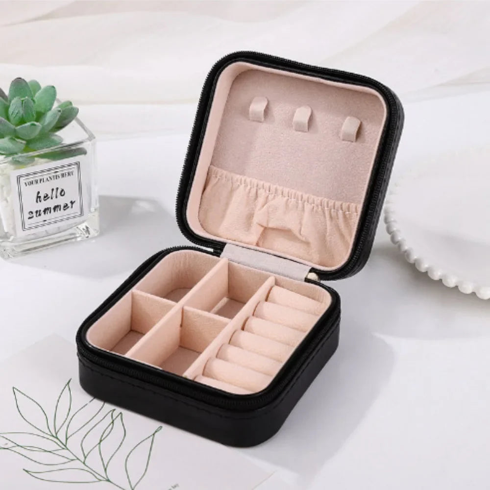 Portable Leather Jewelry Travel Organizer Box | Rings & Earrings