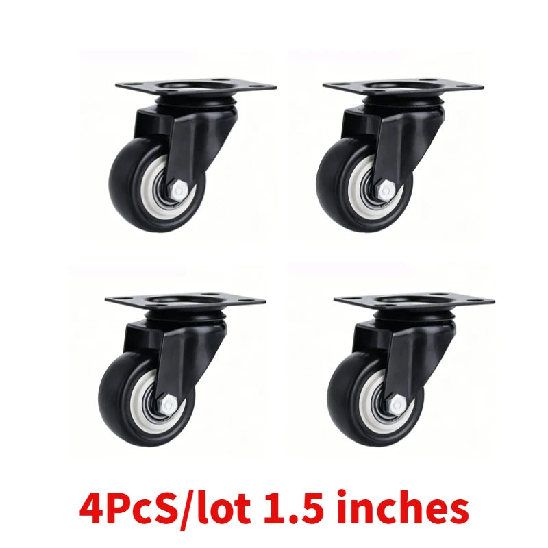 4 Pieces Of 1.5-Inch Universal Wheels Silent Furniture Casters Can Rotate 360° Suitable For Trolleys Cabinets And Scaffolding Peaceful Pleasures Health and Wellness Black-1.5