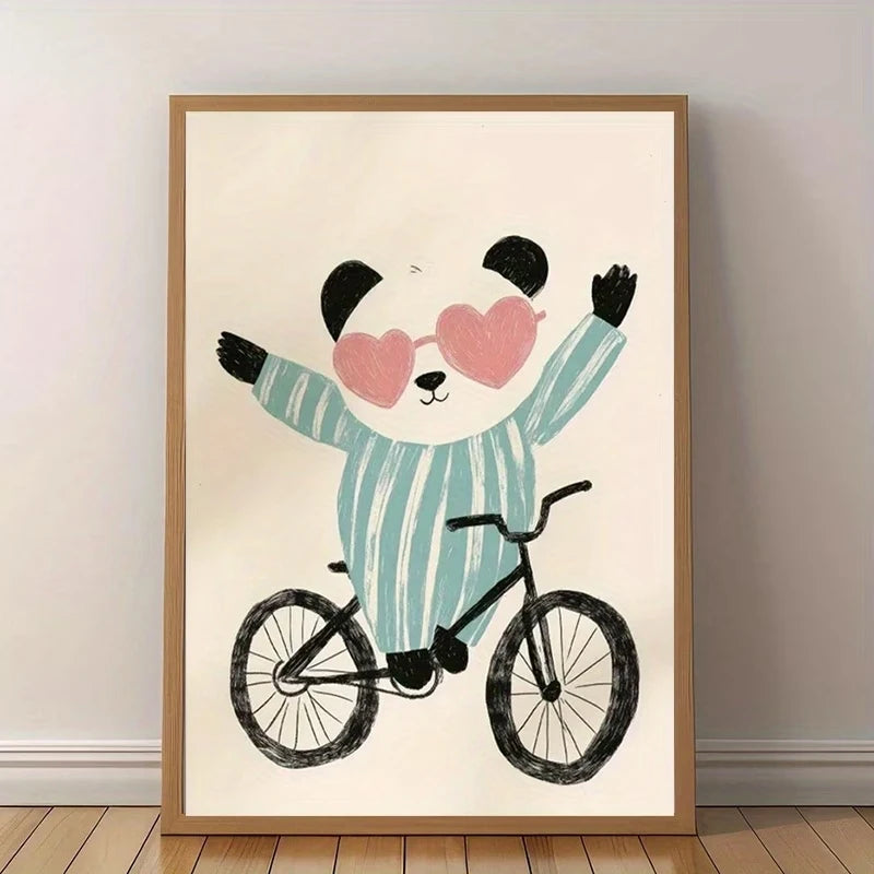 Cute Panda Say Hi Canvas Wall Art Print | Room Decor