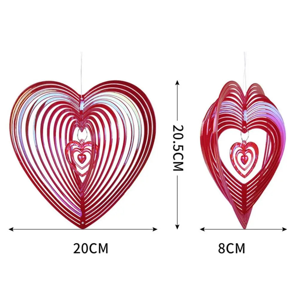 Heart-Shaped Wind Spinner Bird Repeller | Garden Hanging Decor