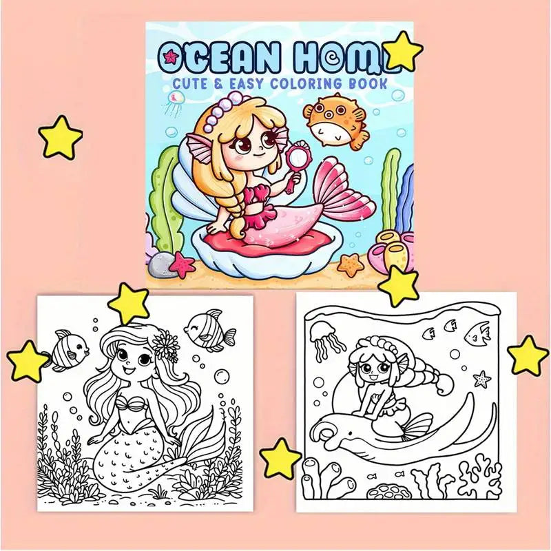 Ocean Home Cute Easy Coloring Book All Ages Perfect Family Friends