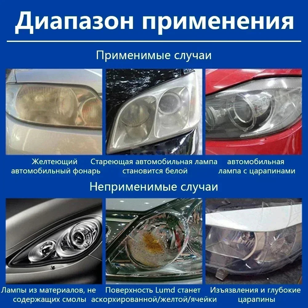 Car Headlight Polish Restoration Kit Headlight Polishing Cleaning Kit Anti-Scratch Hydrophobic Car Headlight Repair Polish Tool Peaceful Pleasures Health and Wellness
