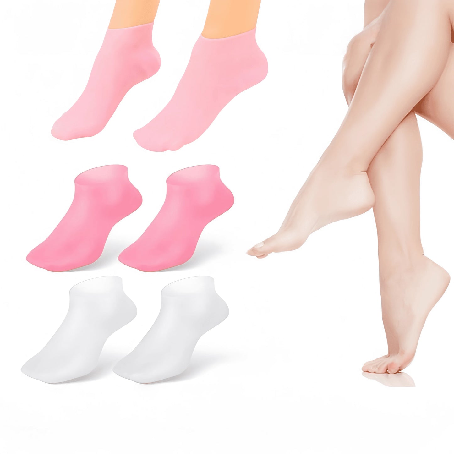 Silicone Moisturizing Foot Socks for Dry Cracked Heels & Massage