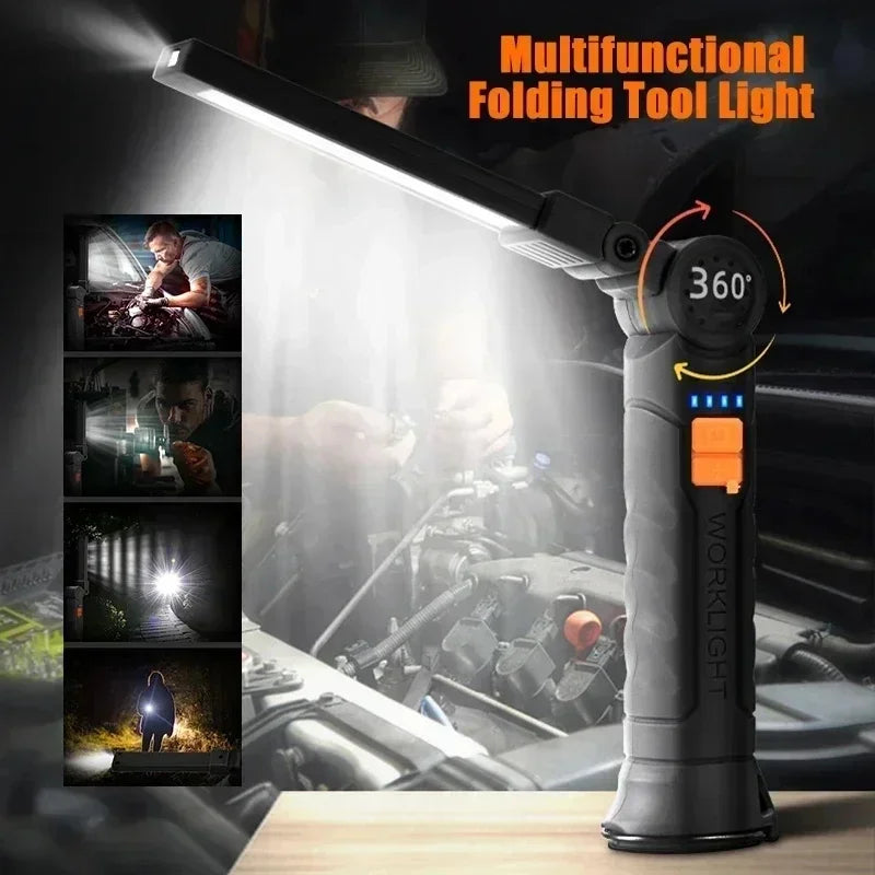 Portable COB LED Work Light – Magnetic, Hook, Rechargeable 350LM