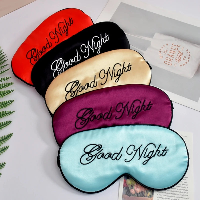 Embroidered Silk Sleep Mask With Adjustable Strap Sleeping Eye Cover Mask For Travel Soft Blackout Blindfold Silk Eye Mask Patch Peaceful Pleasures Health and Wellness