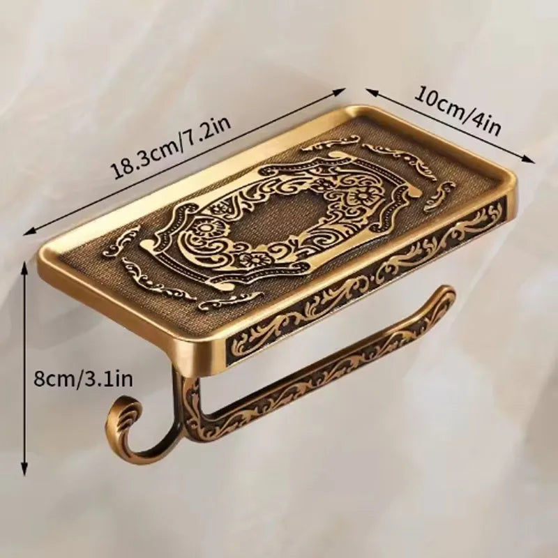 Vintage Brass Wall Mounted Toilet Paper Holder | Antique Finish