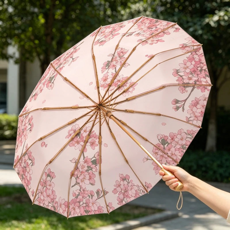 1pc Fresh Style Dual-use Sun Umbrella Anti-UV Sunscreen Rainproof Portable Sunshade Parasol Peaceful Pleasures Health and Wellness