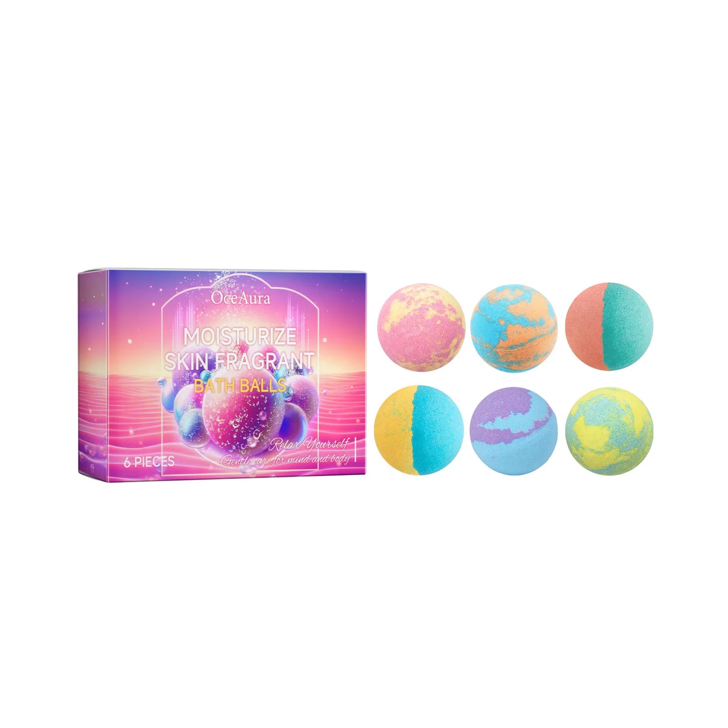 OceAura Rosemary Lavender Bath Bombs Set of 6 | Aromatherapy