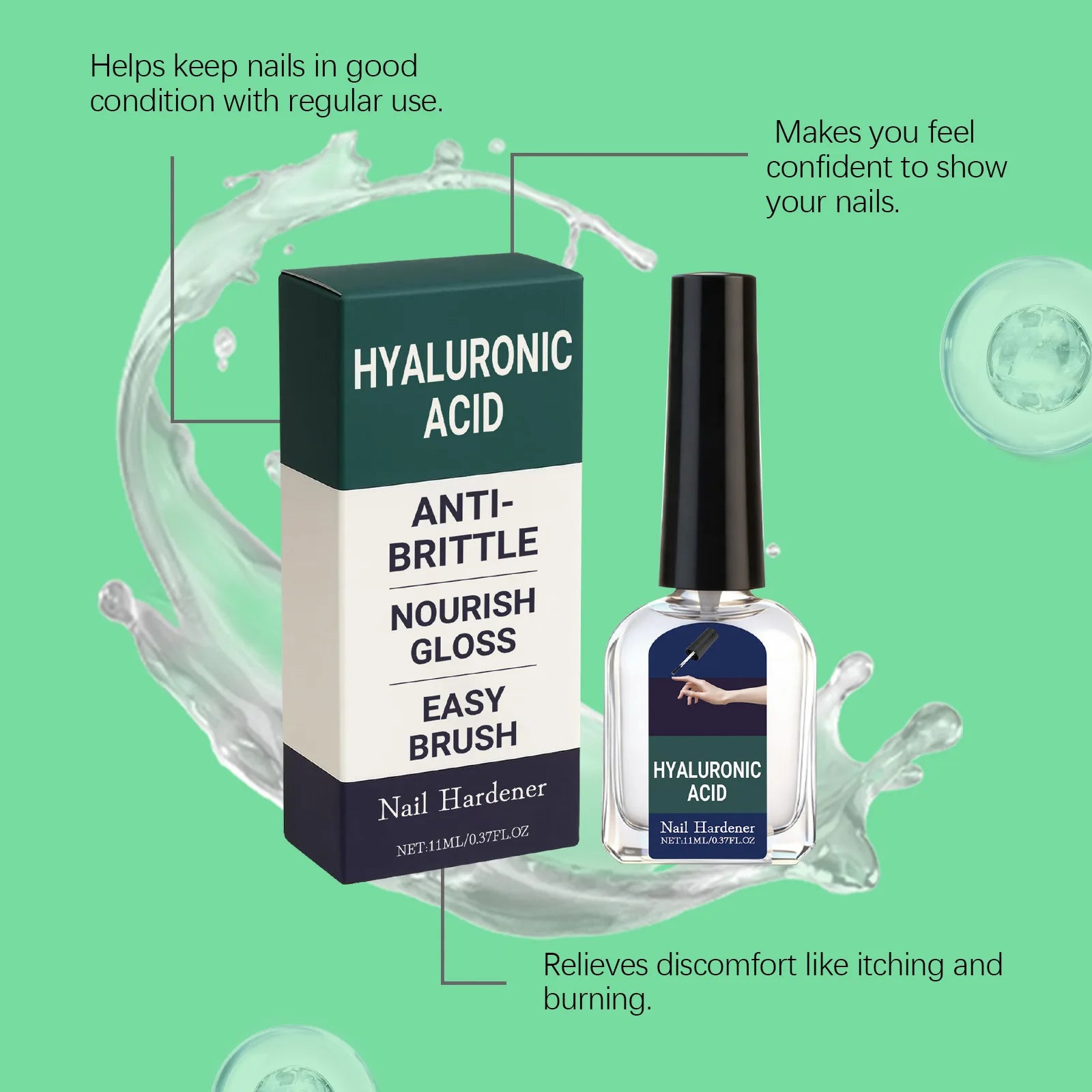 Hyaluronic Acid Nail Strengthening Drops Nourish Brittle Hands Feet Nails Repair Breakage Boost Nails Gloss Growth Nail Hardener Peaceful Pleasures Health and Wellness
