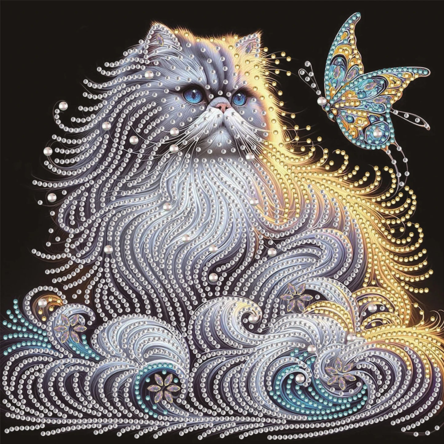 Cat Special Shaped DIY Partial Drill Diamond Painting Kits for Adults Beginners Home Decor Diamonds Dots Gem Art Kits 30x30cm Peaceful Pleasures Health and Wellness Butterfly Cat