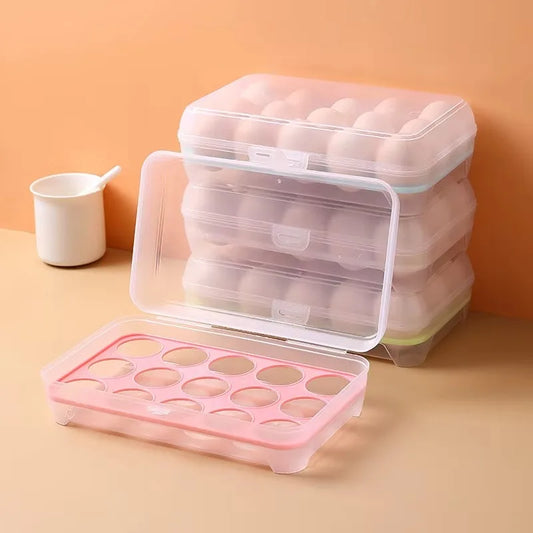 6 15Grid Refrigerator Egg Box Fresh-keeping Stackable Plastic Peaceful Pleasures Health and Wellness
