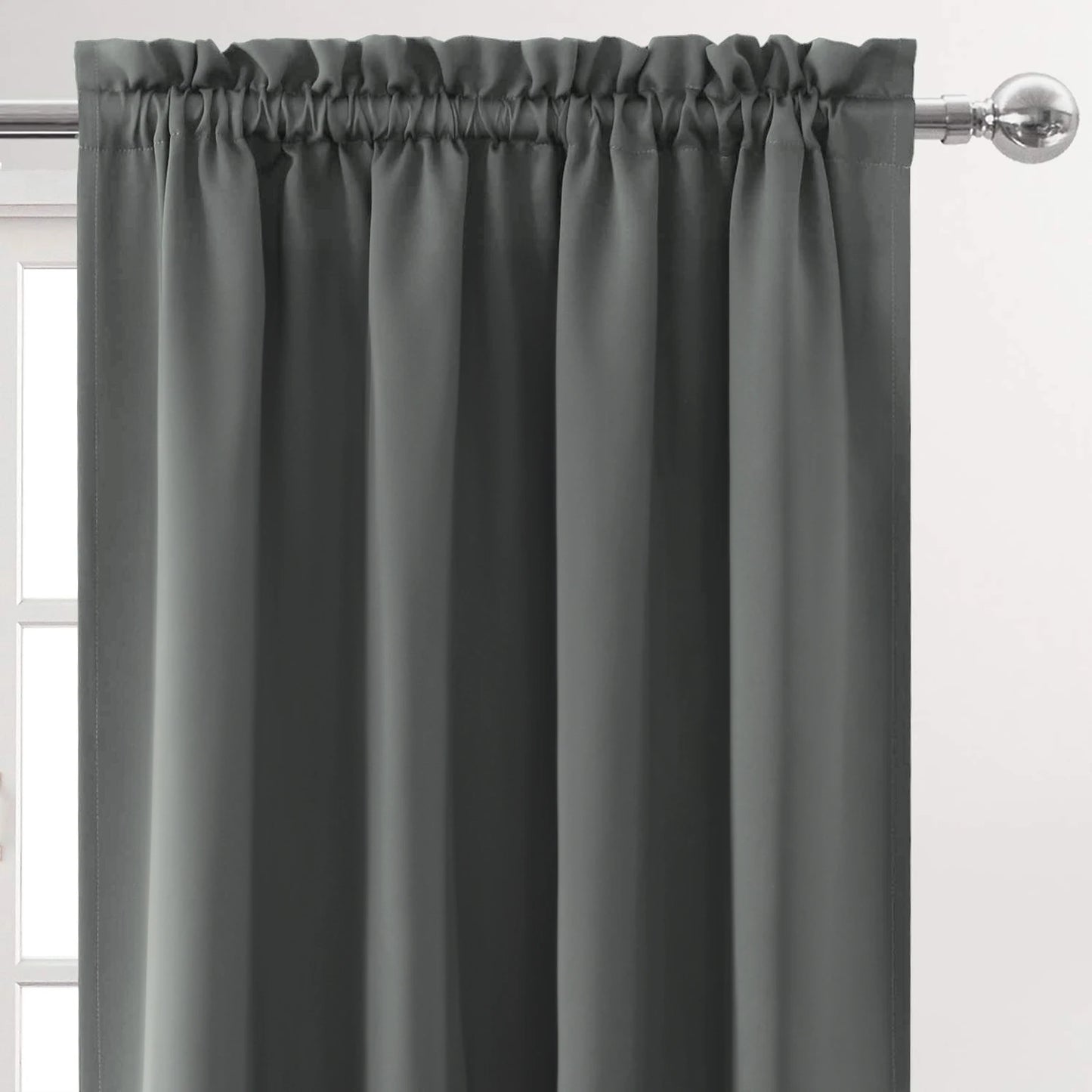 Blackout Curtains Rod Pocket Drapes – Black/Gray | 85–99% Light