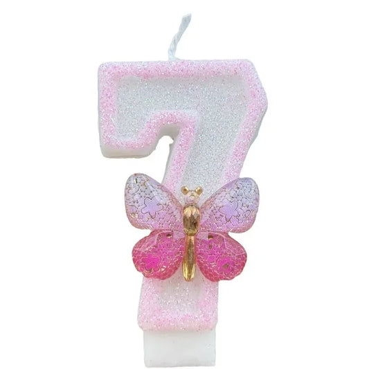 Number 1-9 Birthday Candle Cake Topper Colours Creative Candle Cute Pink Butterfly Digital Candle Birthday Wedding Party Decor Peaceful Pleasures Health and Wellness 7