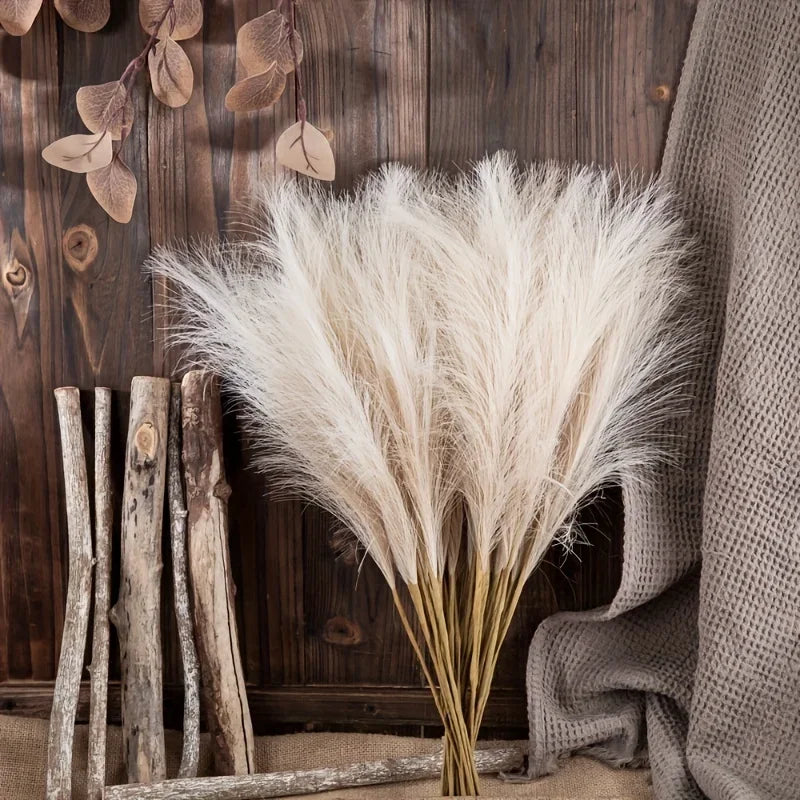 10-Pack Faux Pampas Grass Stems | Boho Farmhouse Vase Décor