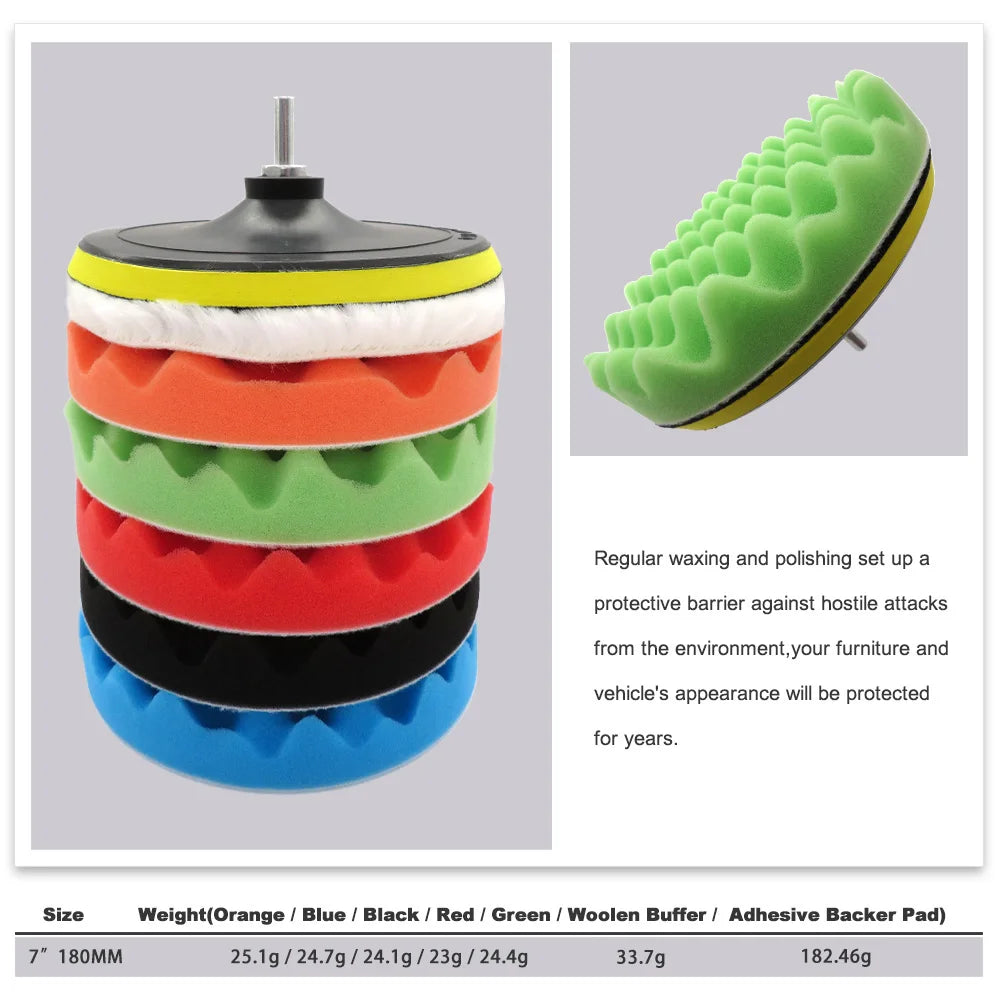 8-Piece Car Buffing Polishing Pad Kit 3/5/7" with Drill Adapter Peaceful Pleasures Health and Wellness