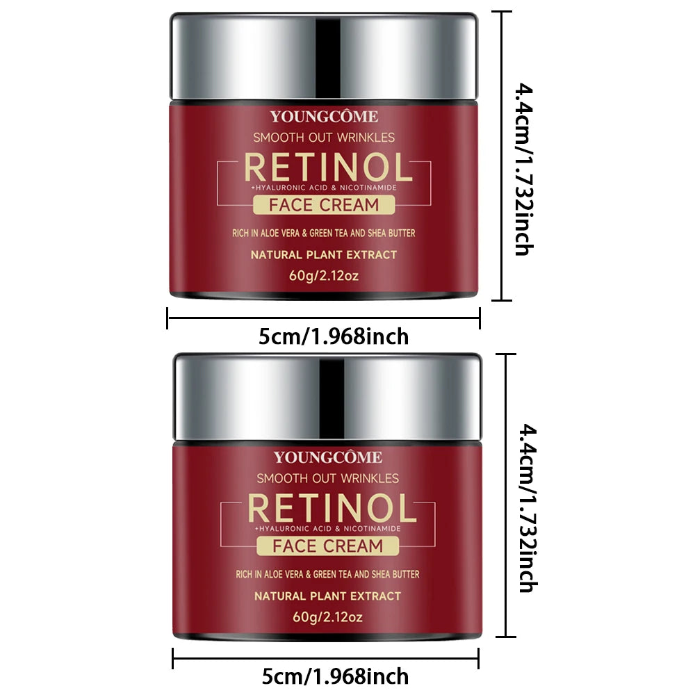 Retinol Lifting Firming Cream Repairing Moisturizing Nourishing Cream Brightening Skin Facial Cream Anti-Aging Face Skin Care Peaceful Pleasures Health and Wellness 2pcs-60g