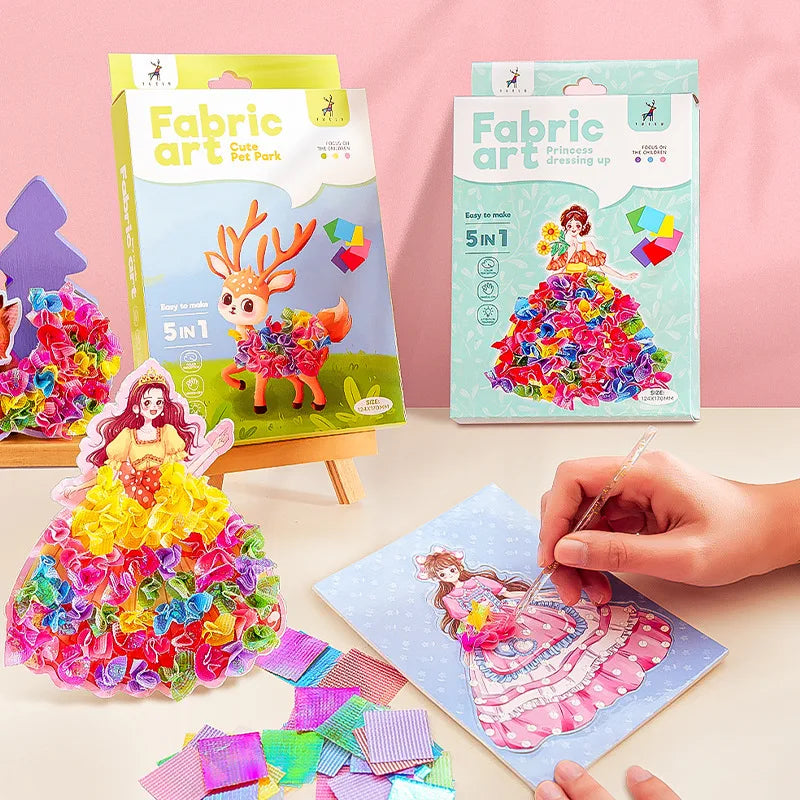 Poke-in Art Crafts Kids Puzzle Fabric Puncture Painting Magical